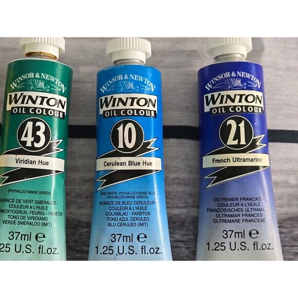 Vintage Lots of 6 Winsor & Newton Artist Oil Paints Smear Tool Incl 2 #6 Brushs - Picture 3 of 10